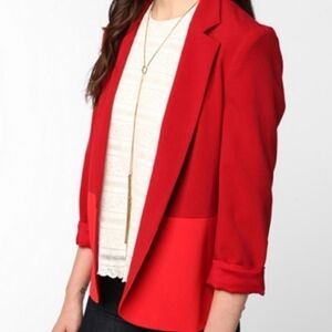 Silence + Noise Red 2 Toned Open Front Blazer Size Small Urban Outfitters